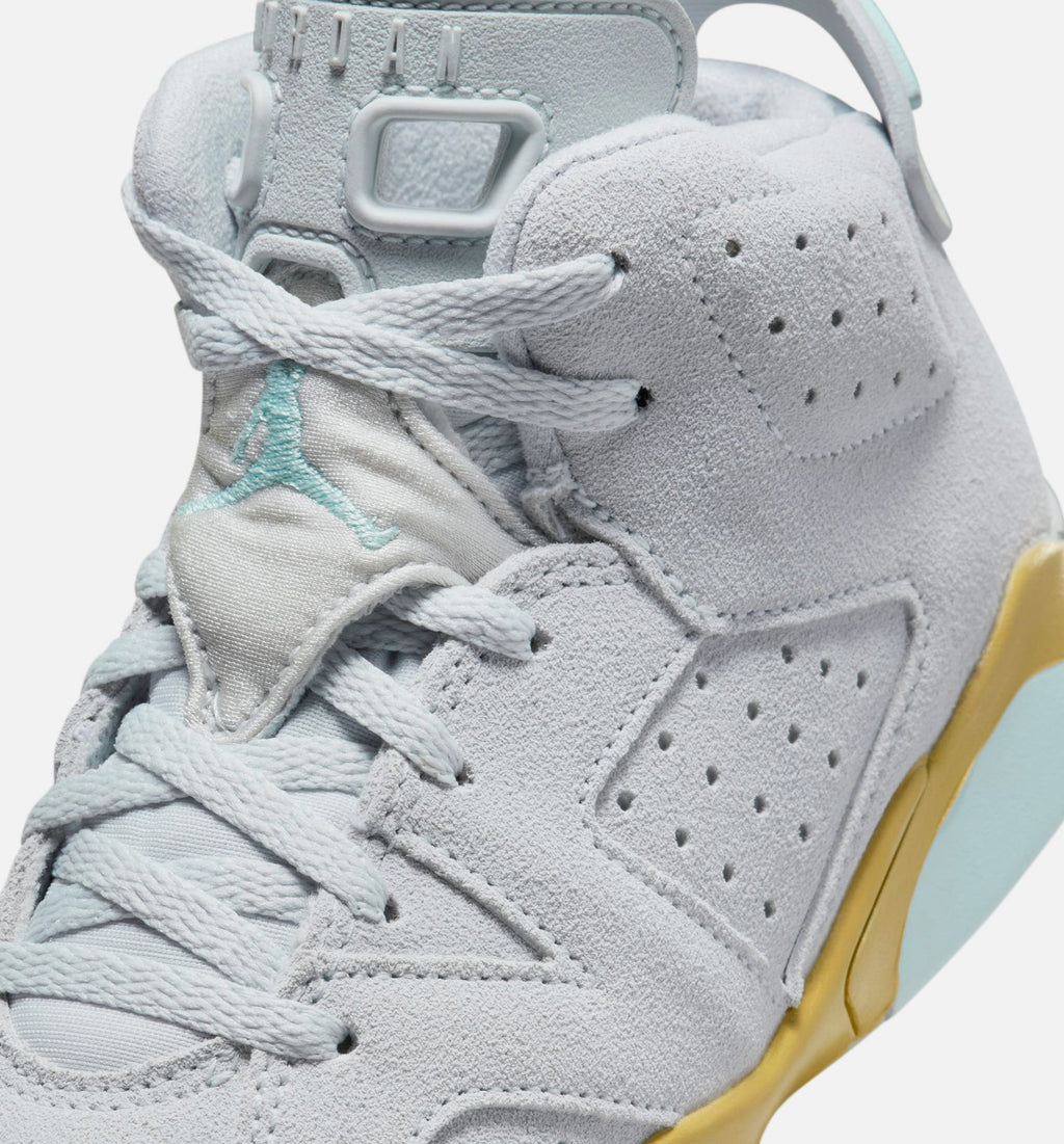 Air Jordan 6 Retro Pearl | Preschool Lifestyle Shoe | Pure Platinum/Glacier Blue/Metallic Gold