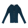 BLUE OPEN SHOULDER WAISTED CARDIGAN