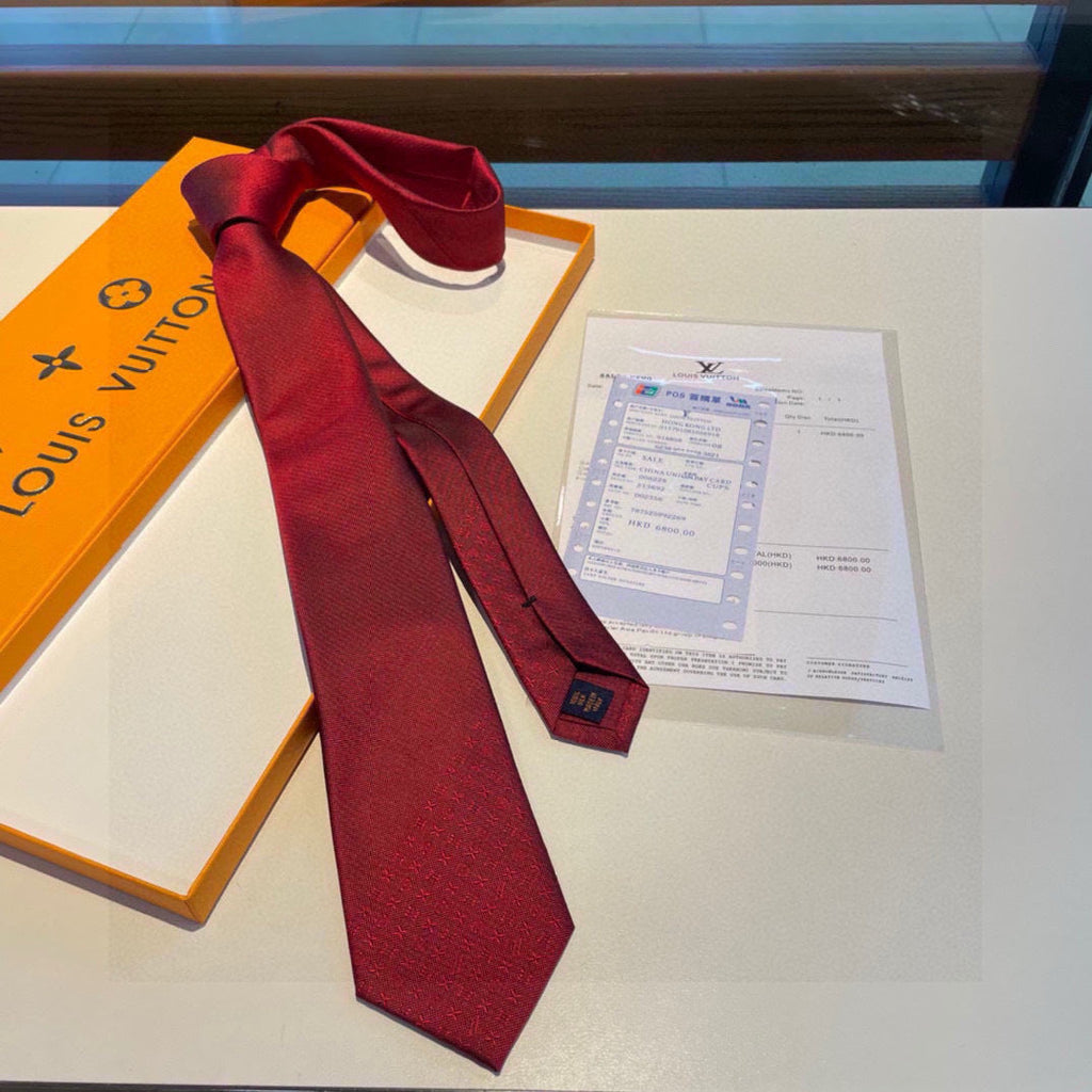 Louis Vuitton Style Men's Textured Solid Silk Tie