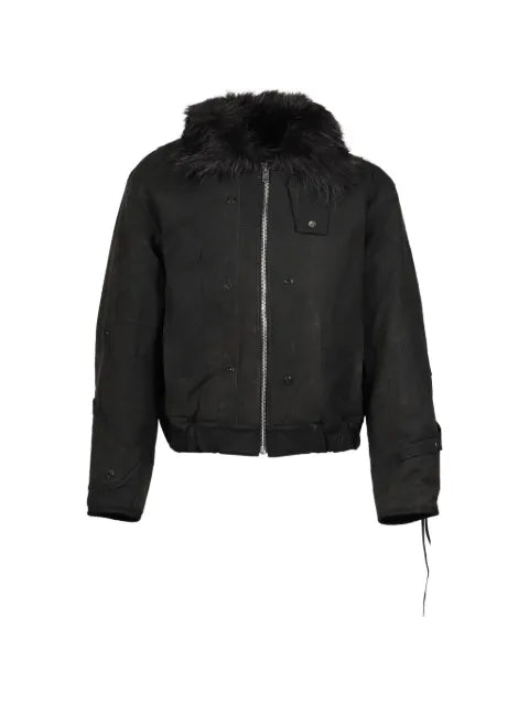 UNDER THE SIGN faux-fur patchwork bomber jacket