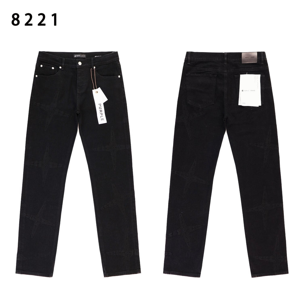 Purple Brand Star Embroidered Washed Jeans