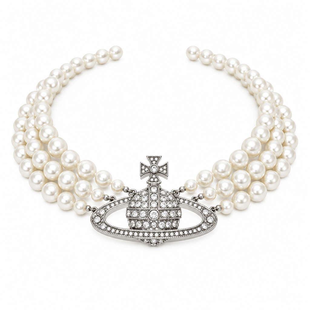 Vivienne Westwood Style Triple Pearl Orb Necklace