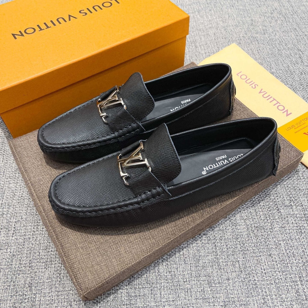 Louis Vuitton Black Metal-Hardware Loafers - Moccasin-Inspired Toe Seam