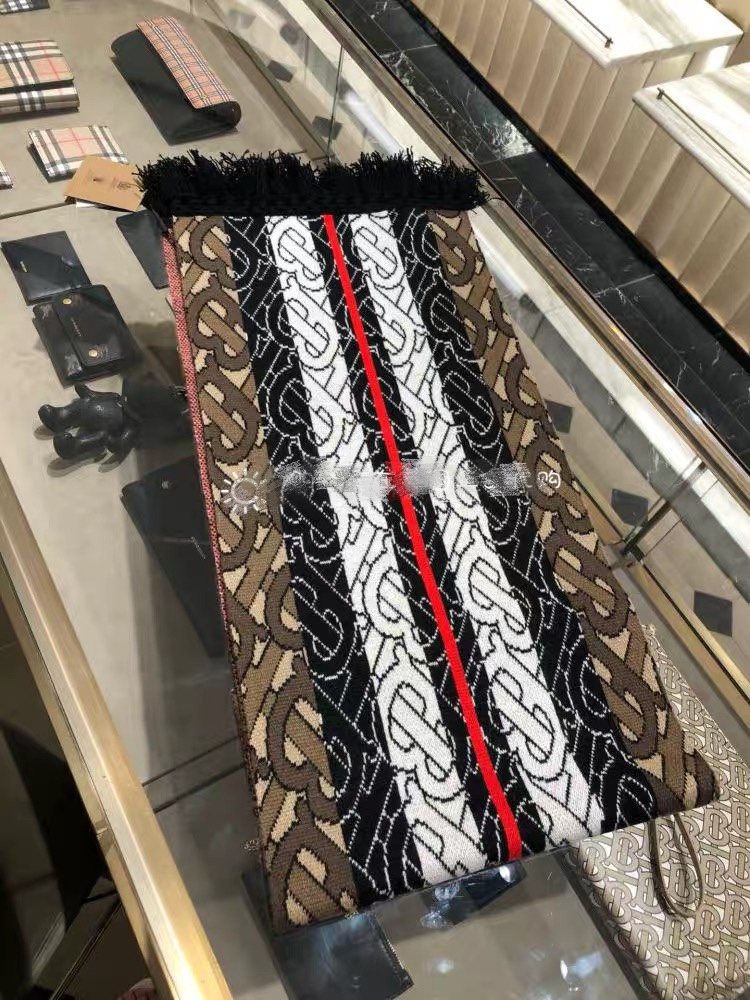 Burberry TB Monogram Fringed Scarf