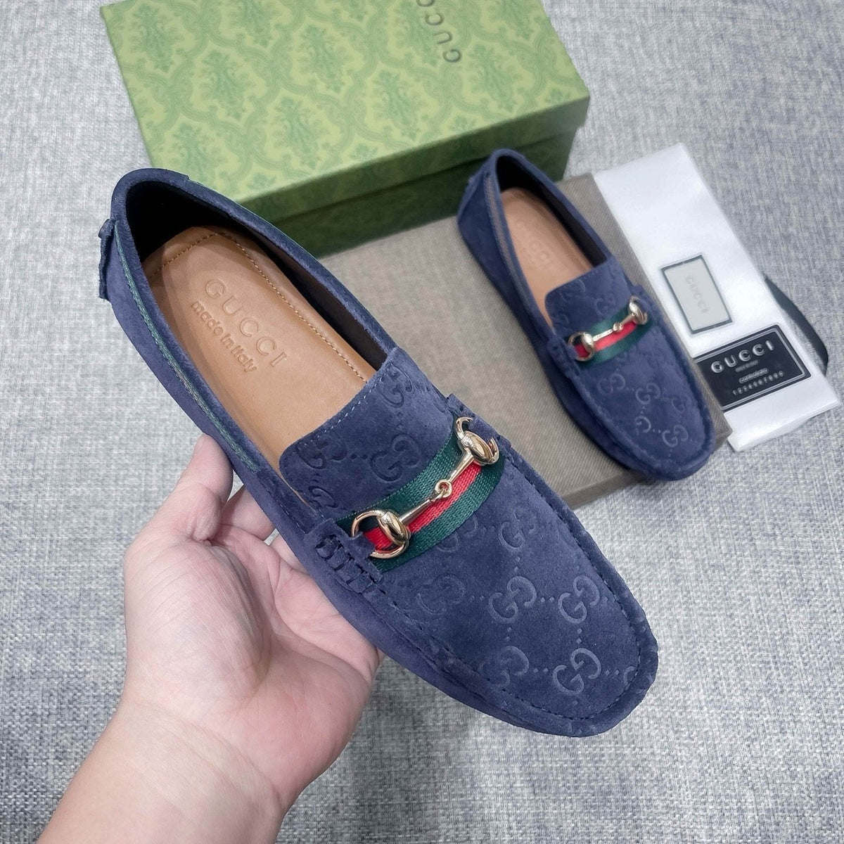 Gucci GG-Pattern Horsebit-Style Loafers